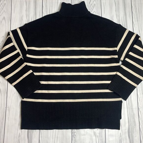 NWT Zara Black Striped Sweater Quarter Zip Blogger Favorite Small - Picture 13 of 13